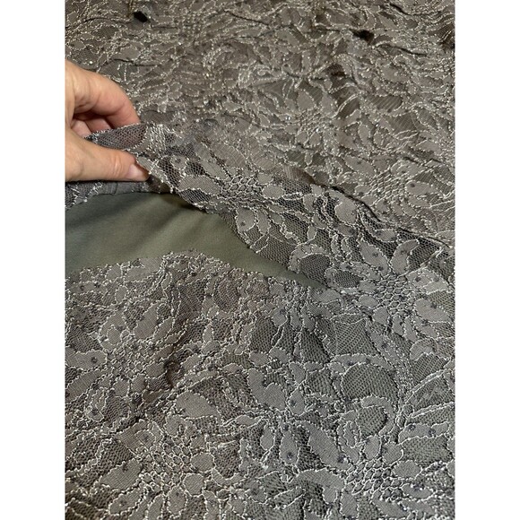Jessica Howard Mother of Bride Long Gown Size 16W Gray Scallops Lace Rhinestone - Picture 5 of 16